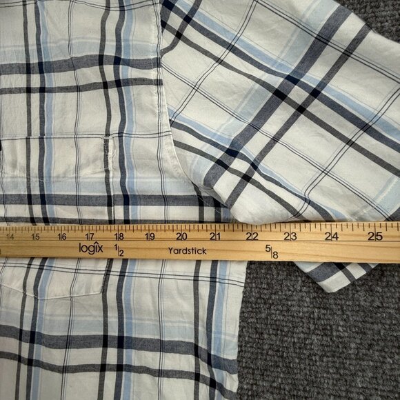 Quiksilver Quicksilver Button Up Men Short Sleeve Blue Plaid Large Cotton Blend - Picture 6 of 16